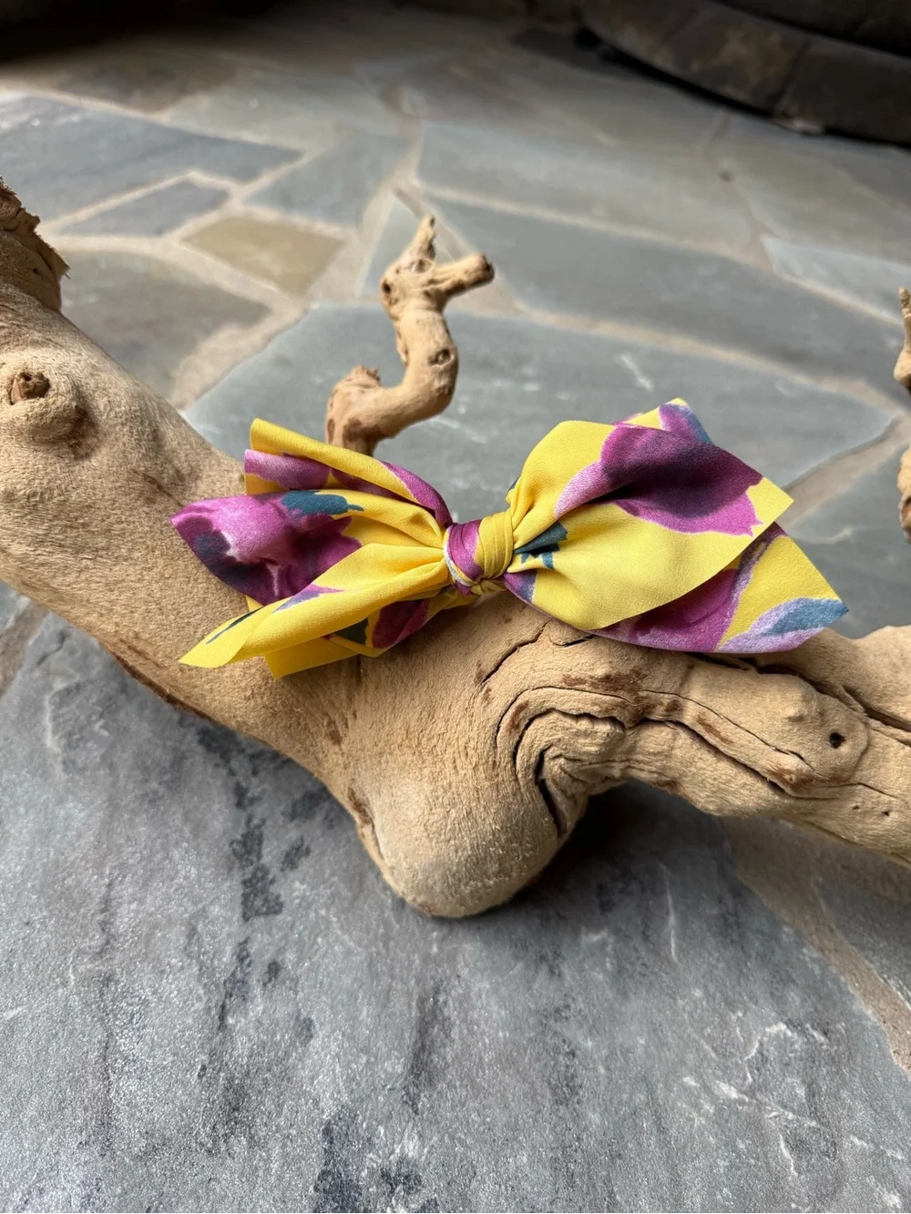 New🌟Anthropologie-Satin Floral Bow Hair Clip - Yellow & Purple